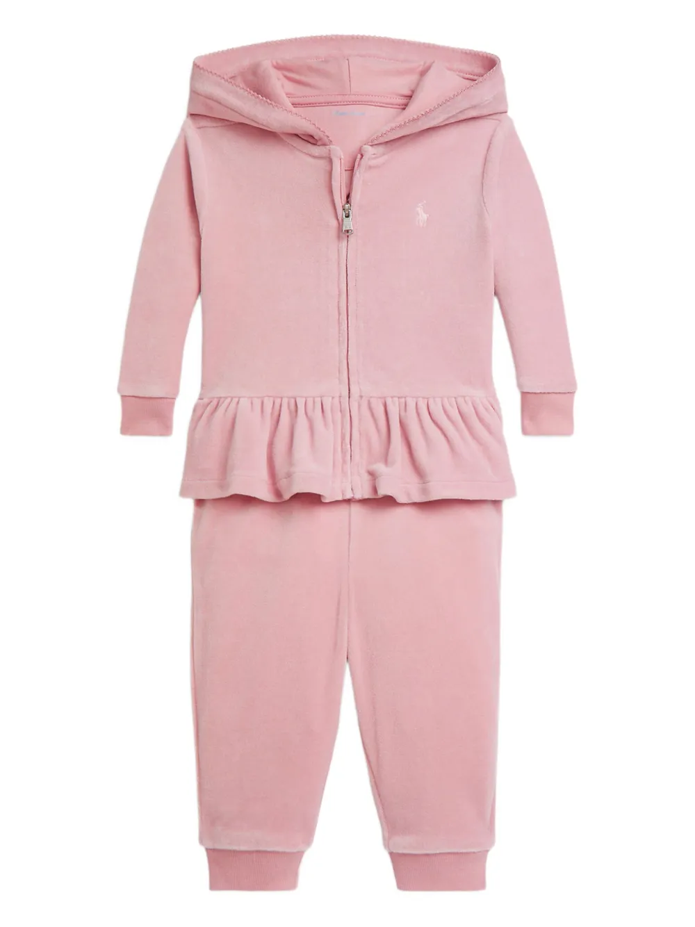 

Спортивный костюм с капюшоном и оборками POLO RALPH LAUREN KIDS, розовый