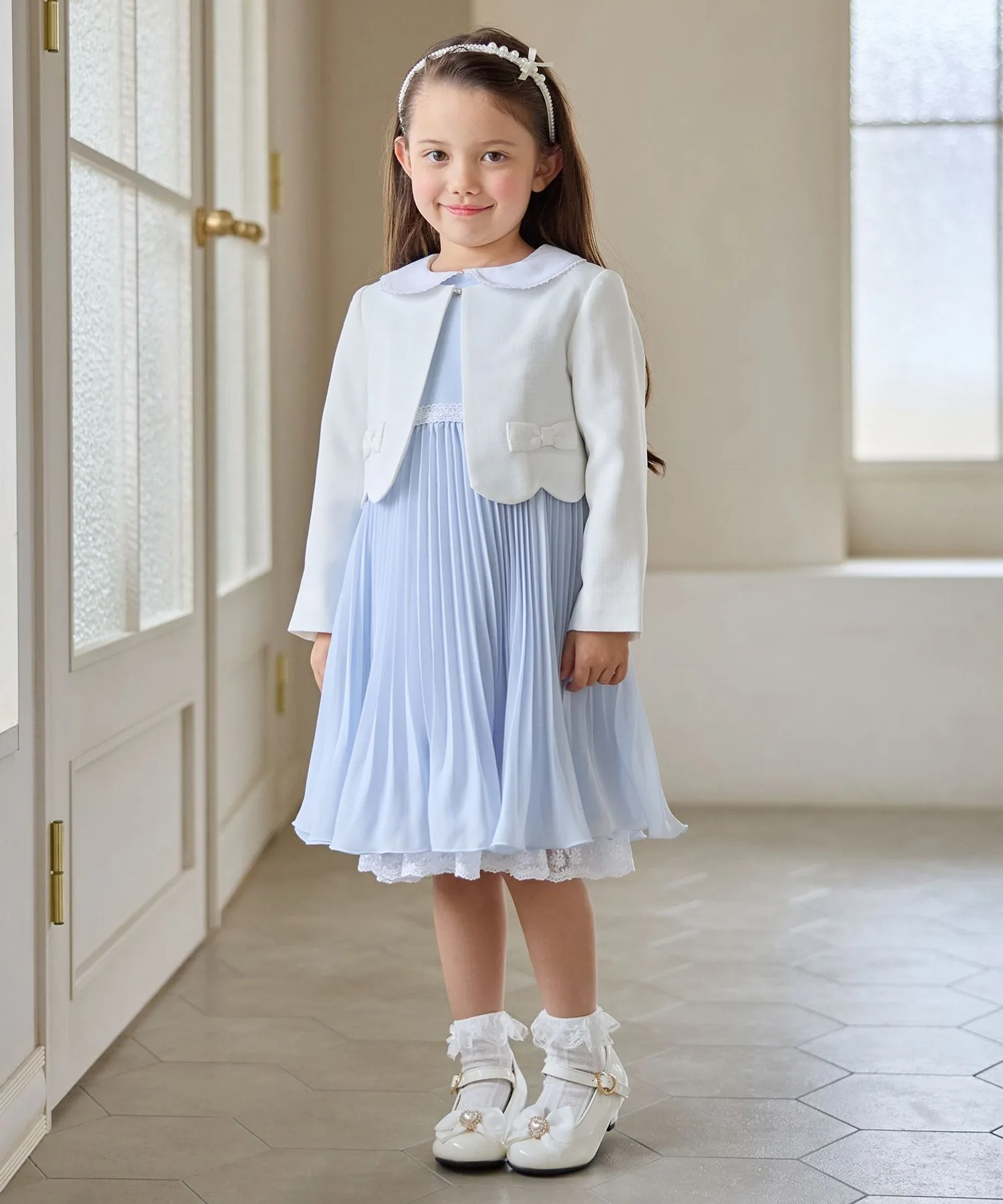 Детское платье с жакетом Ribon Bolero и шифоновой юбкой ANY KIDS сиреневый — фото 4