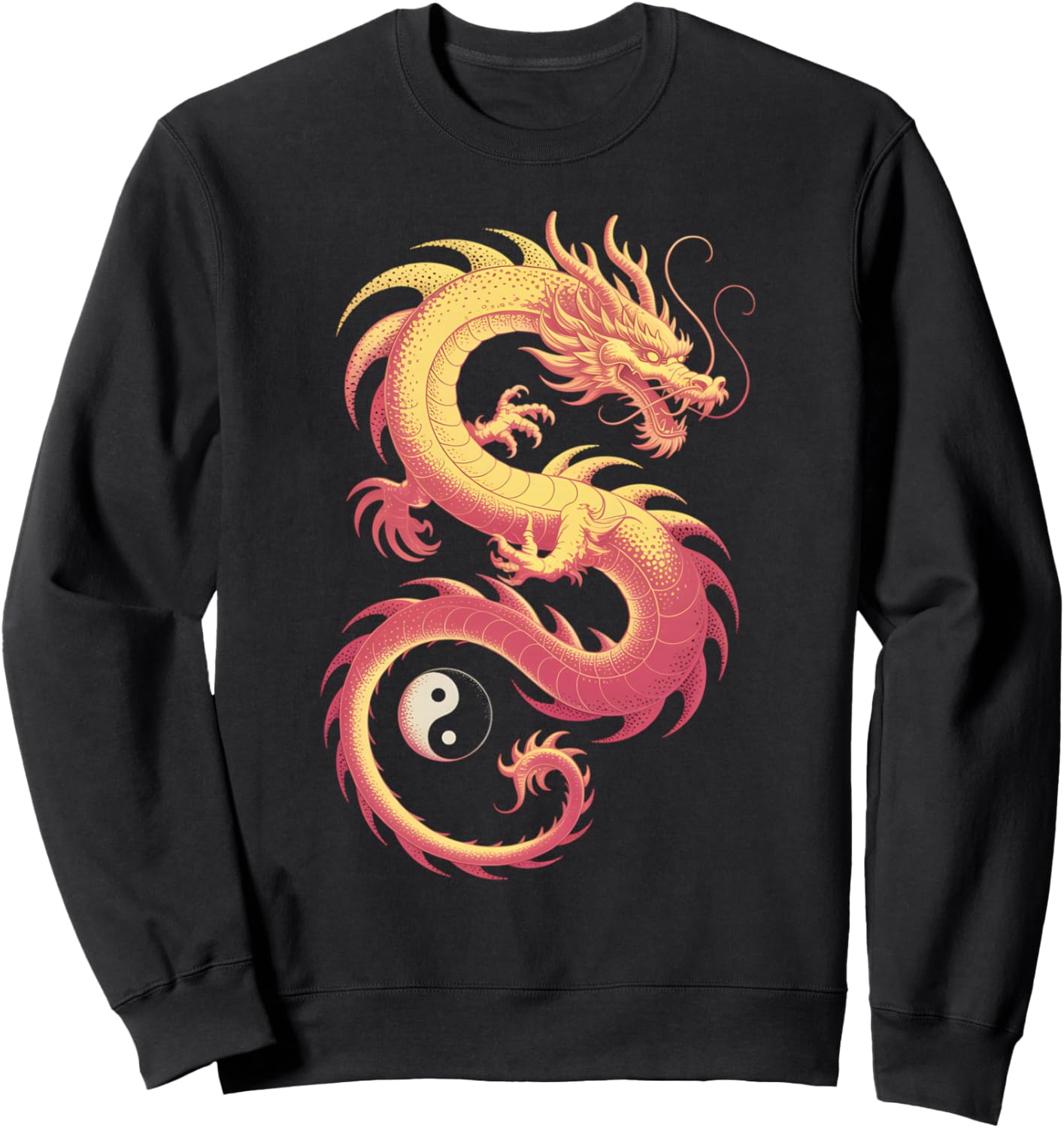 

Толстовка Loong с изображением струящегося дракона, символа Инь-Ян, философских частиц и градиентного рисунка Tai Chi Dragon Energy Martial Fantasy, черный