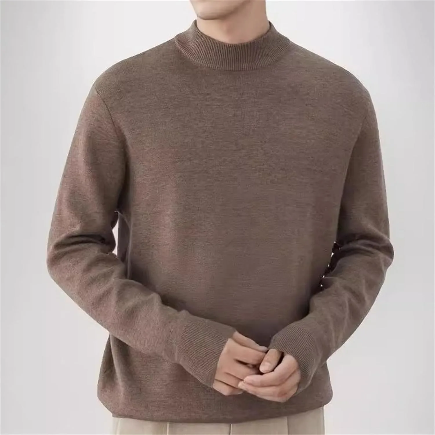 Мужской свитер-пуловер с круглым вырезом и длинными рукавами, Slim Fitted, размеры S~4XL — фото 3