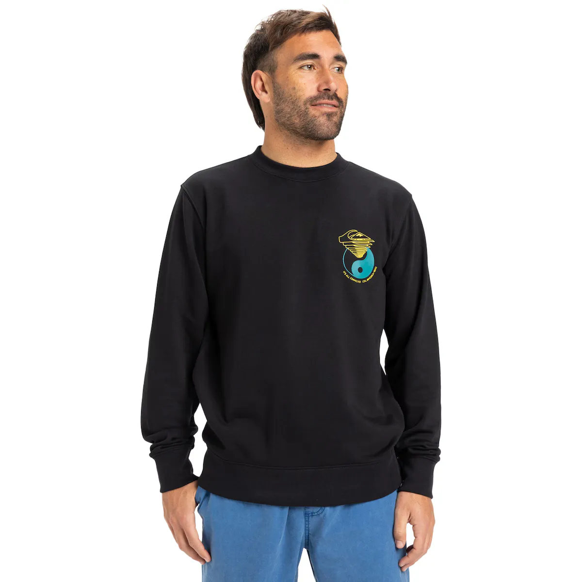 

Мужская толстовка с принтом Quiksilver, черный