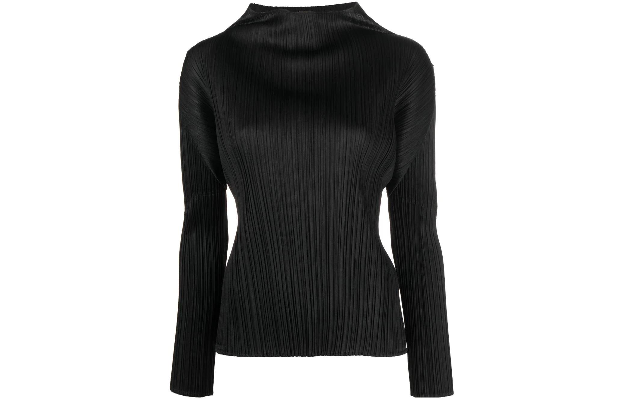 

Топ с высоким воротом и складками PLEATS PLEASE ISSEY MIYAKE, черный