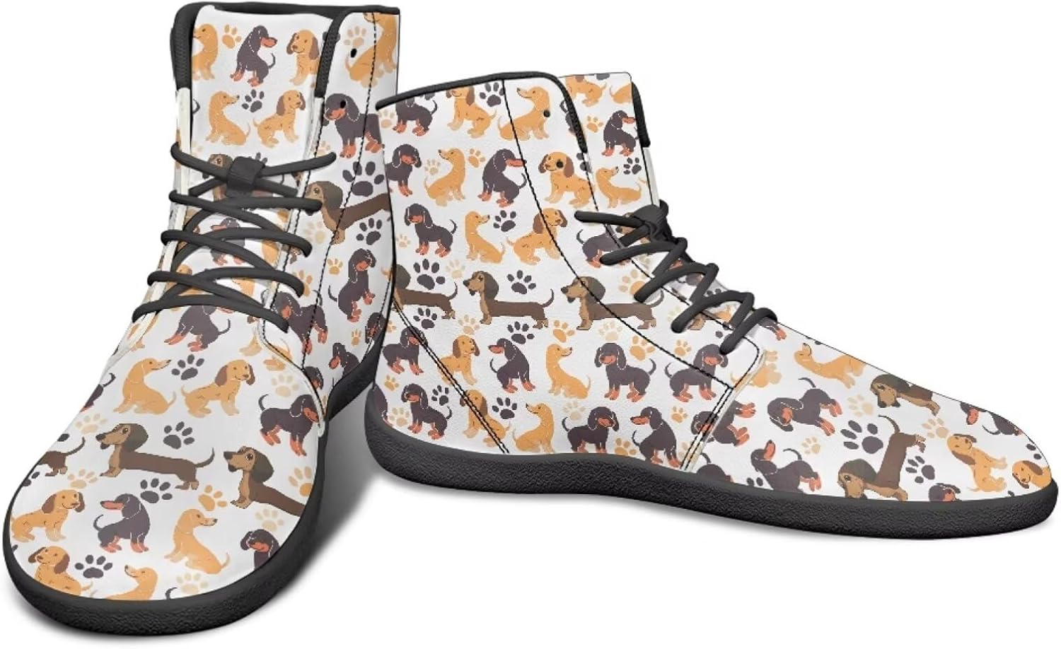 

Высокие кроссовки без подъема пятки с принтом лап собак - беговые кроссовки из искусственной кожи, мужские многоцветные повседневные спортивные кроссовки Watdotory, Cartoon Puppy Prints