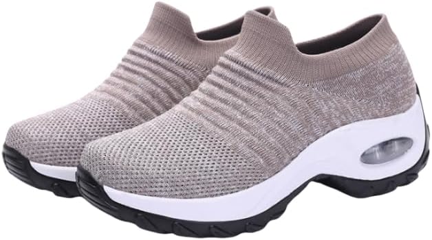 

Женские сетчатые носочные кроссовки, дышащие кроссовки на плоской подошве, мужские и женские кроссовки с воздушной подушкой для повседневной ходьбы Azttoztto, хаки