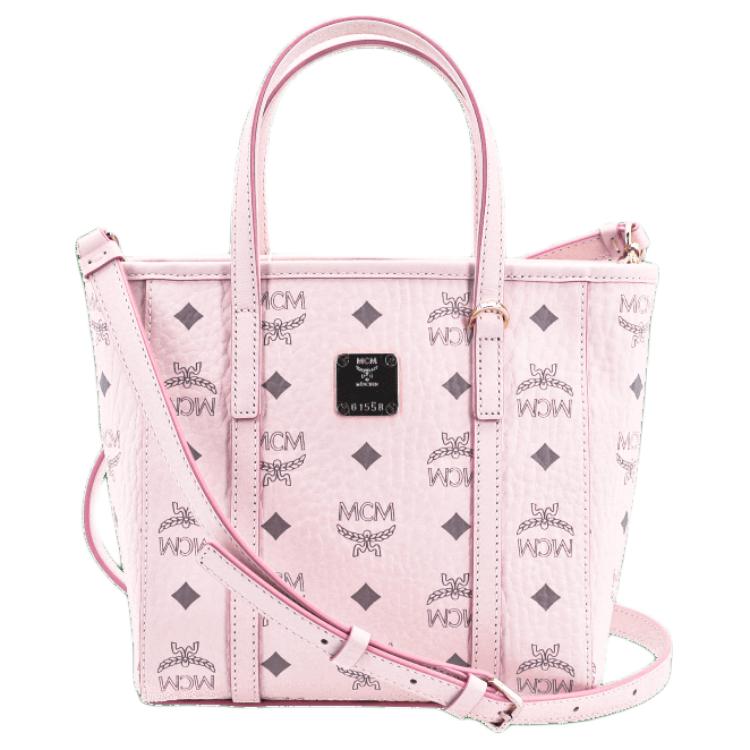 

Кожаная корзина-сумка, сумка-шоппер, шоппер, кроссбоди, сумка через плечо, миниатюрная женская сумочка светло-дымчато-розового цвета MCM