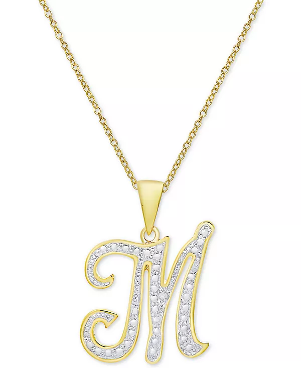 

Ожерелье с кулоном-инициалом в форме бриллианта, 18 дюймов, из серебра, золота и розового золота Macy'S, m/gold