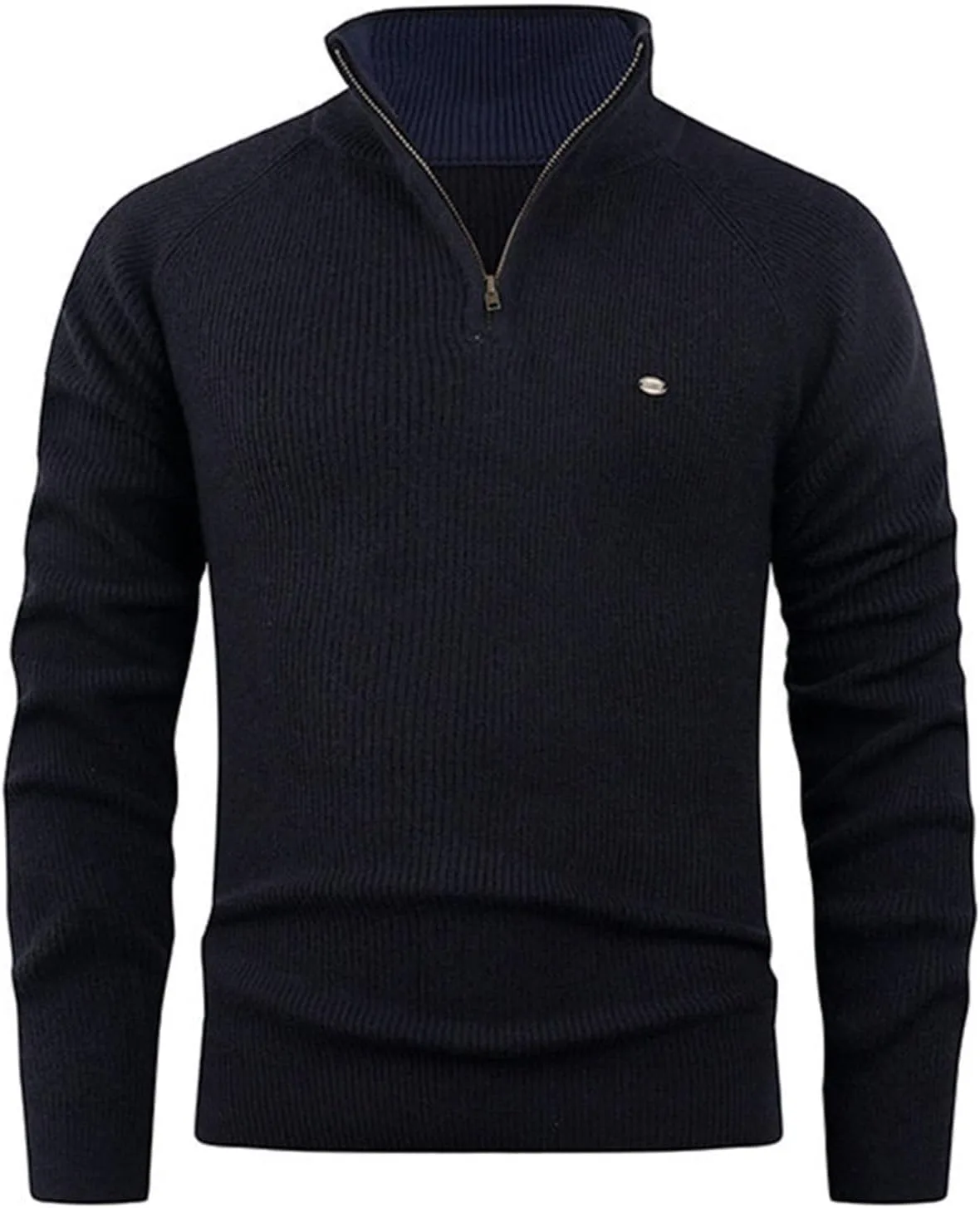 Мужской свитер с воротником стойкой, Casual, Slim Fit, легкий, с длинными рукавами реглан