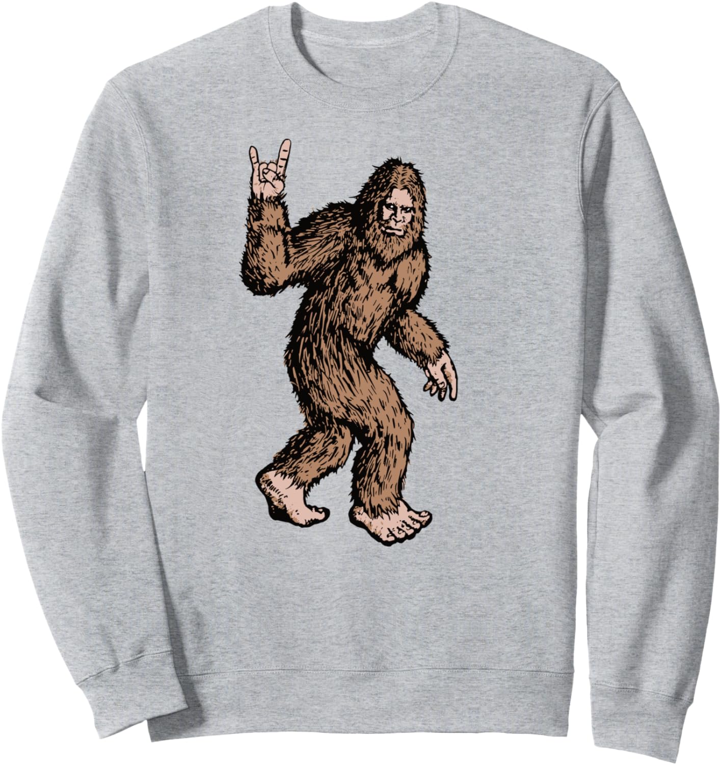 

Толстовка с символом руки Бигфута в стиле рок-н-ролла и сасквоча Giant Step Design Co., серый
