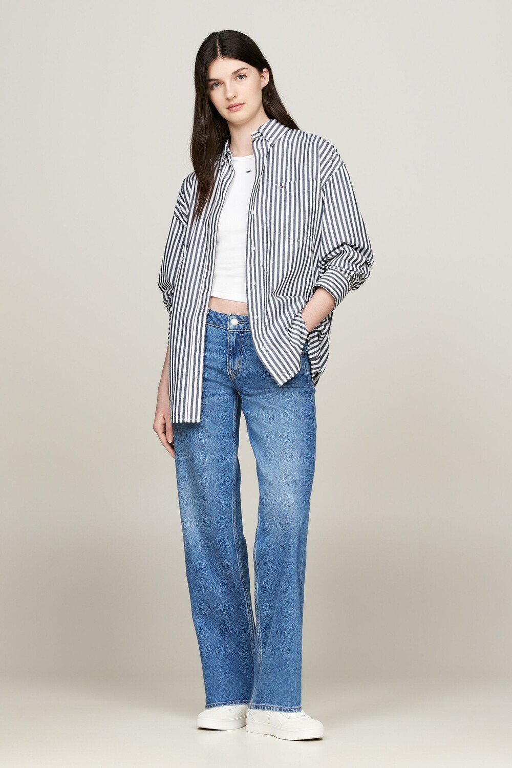 

Рубашка в тонкую полоску Tommy Jeans, синий
