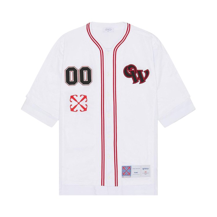 

Рубашка Off-White Gothic Logo Baseball Shirt, цвет White/Red