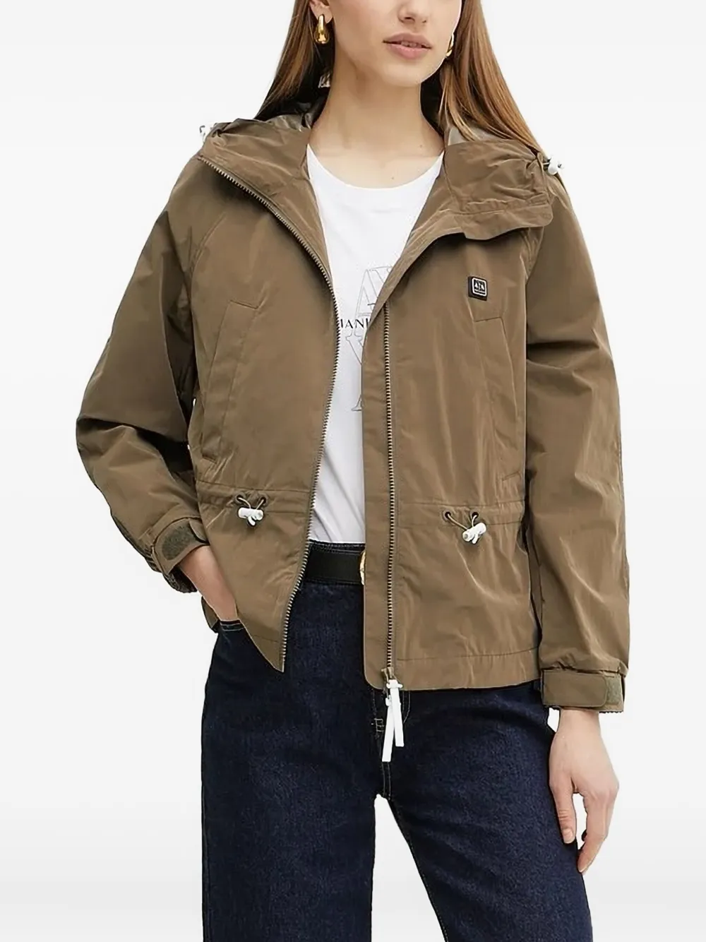 

Куртка с капюшоном и завязками Armani Exchange, коричневый