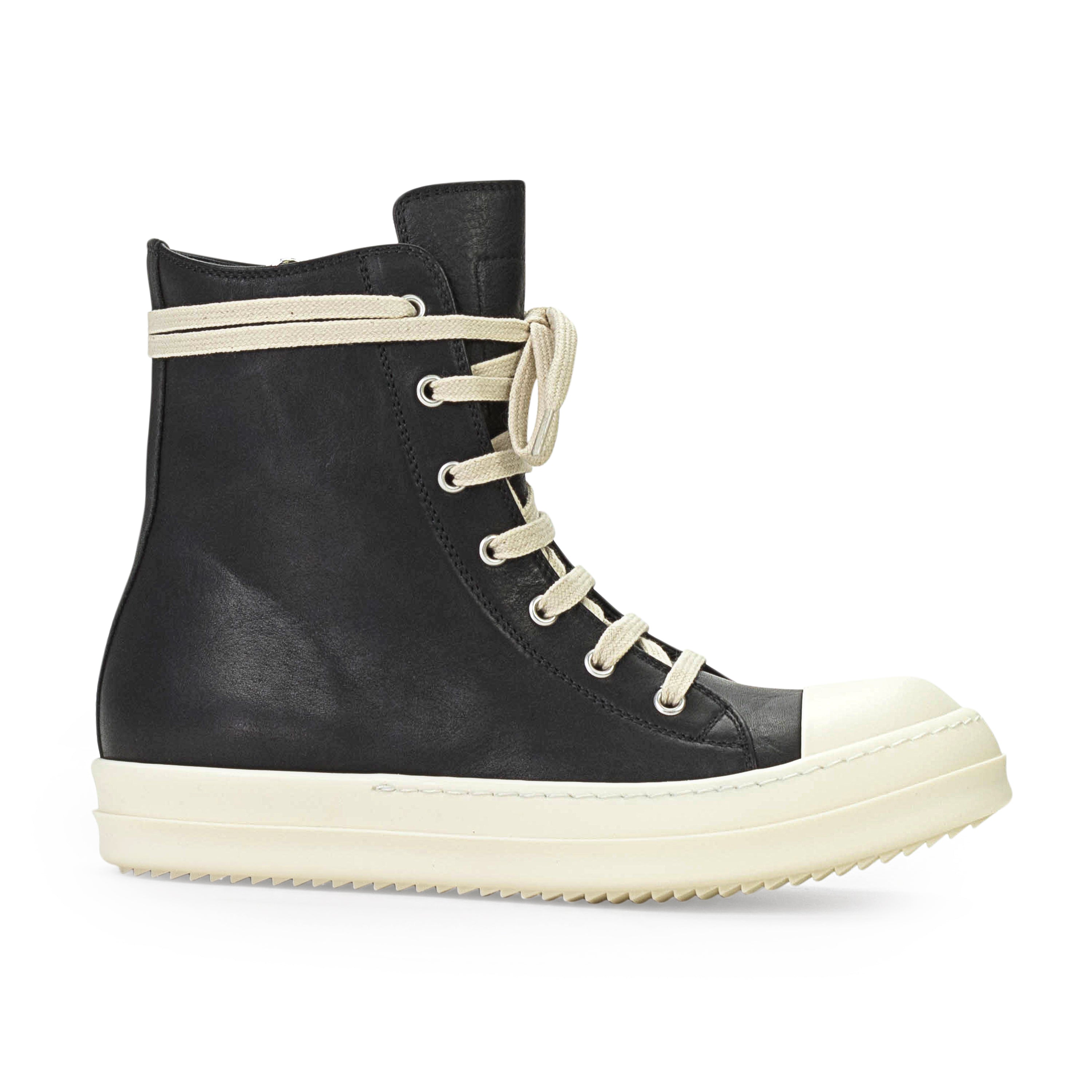 

КОЖАНЫЕ ВЫСОКИЕ ЧЕРНЫЕ КРОССОВКИ RAMONES Rick Owens