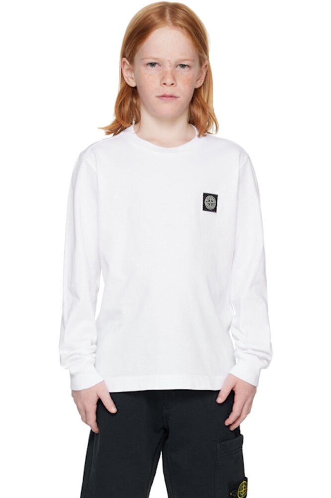 

Детская белая футболка 20447 30/1 из хлопкового джерси Stone Island Junior