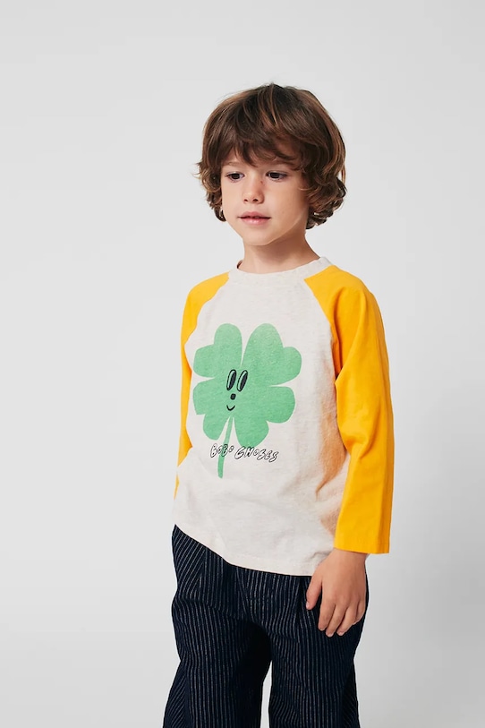 

Детская хлопковая кофта Lucky Clover с длинным рукавом Bobo Choses, серый