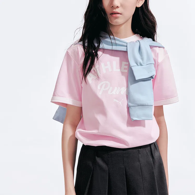Детская футболка V-Neck PUMA, Pink 60001 — фото 3
