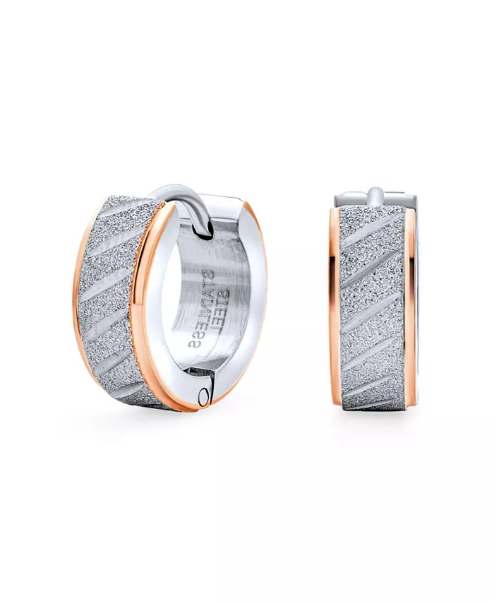 

Серьги-кольца Huggie из розового золота и серебра, нержавеющая сталь Bling Jewelry, розовый