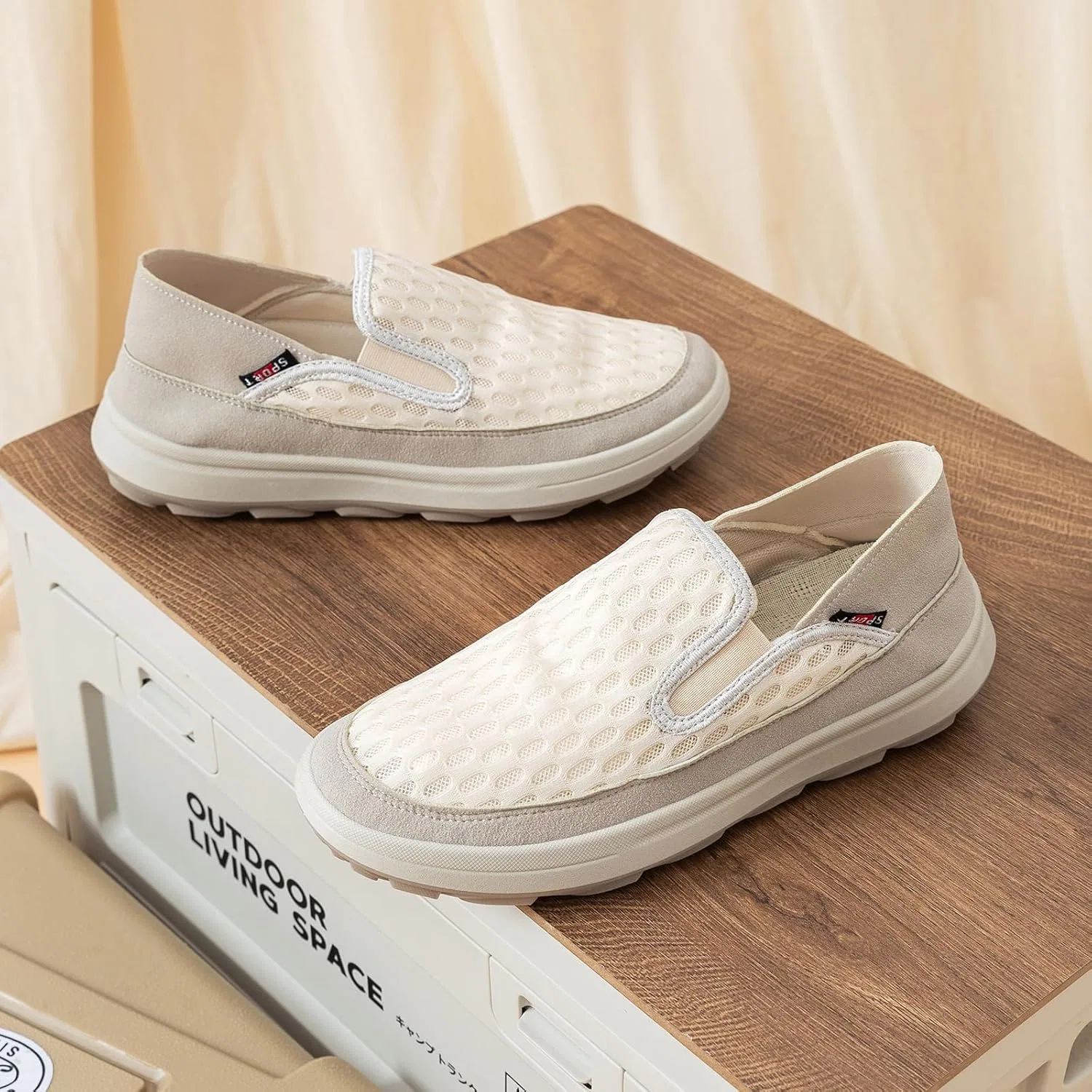 Лоферы дышащие Mesh, Beige Wsvpeto — фото 4