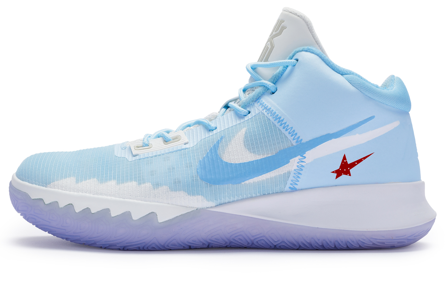 

Nike Флайтрэп 4 ЕП устойчивые к истиранию дышащие мид-топ баскетбольные кроссовки мужские бело-синие