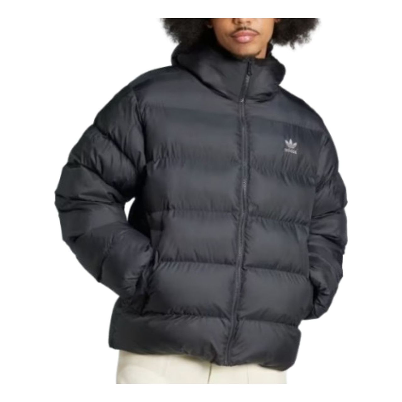 Пуховая куртка Adidas Tonal Hooded Puffer Jacket 'Black' — фото 2
