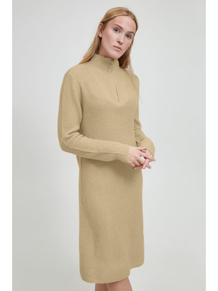 

Короткое платье b.young Strickkleid BYMONALISE DRESS - 20810765 Strickkleid mit Troyerkragen, бежевый