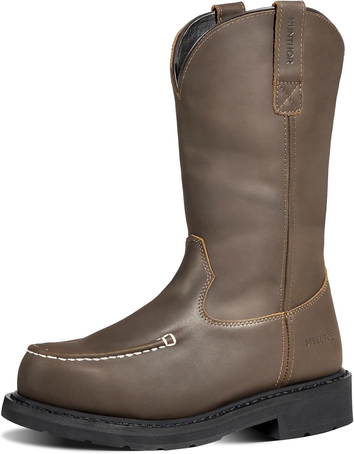 

Рабочие ботинки со стальным носком - защита от проколов благодаря стальному супинатору, емно-коричневый цвет Hunthor