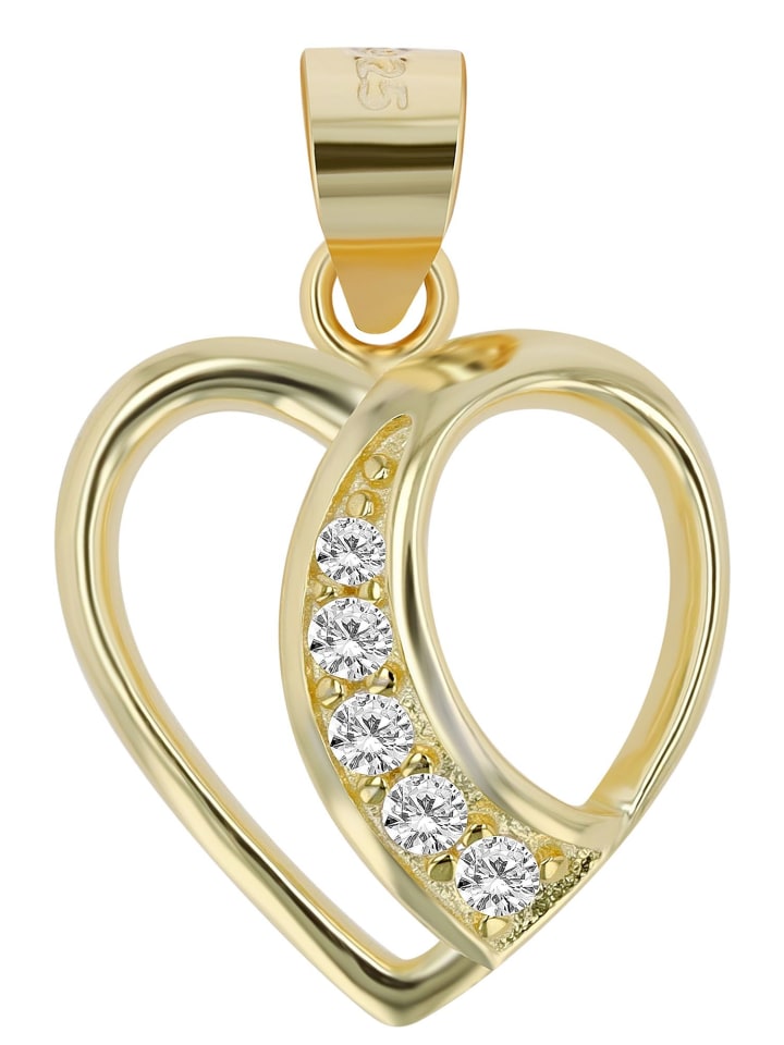 

Adeliás Женский кулон - Сердце. Кулон в форме сердца из серебра 925 пробы с кубическим цирконием в золотой оправе