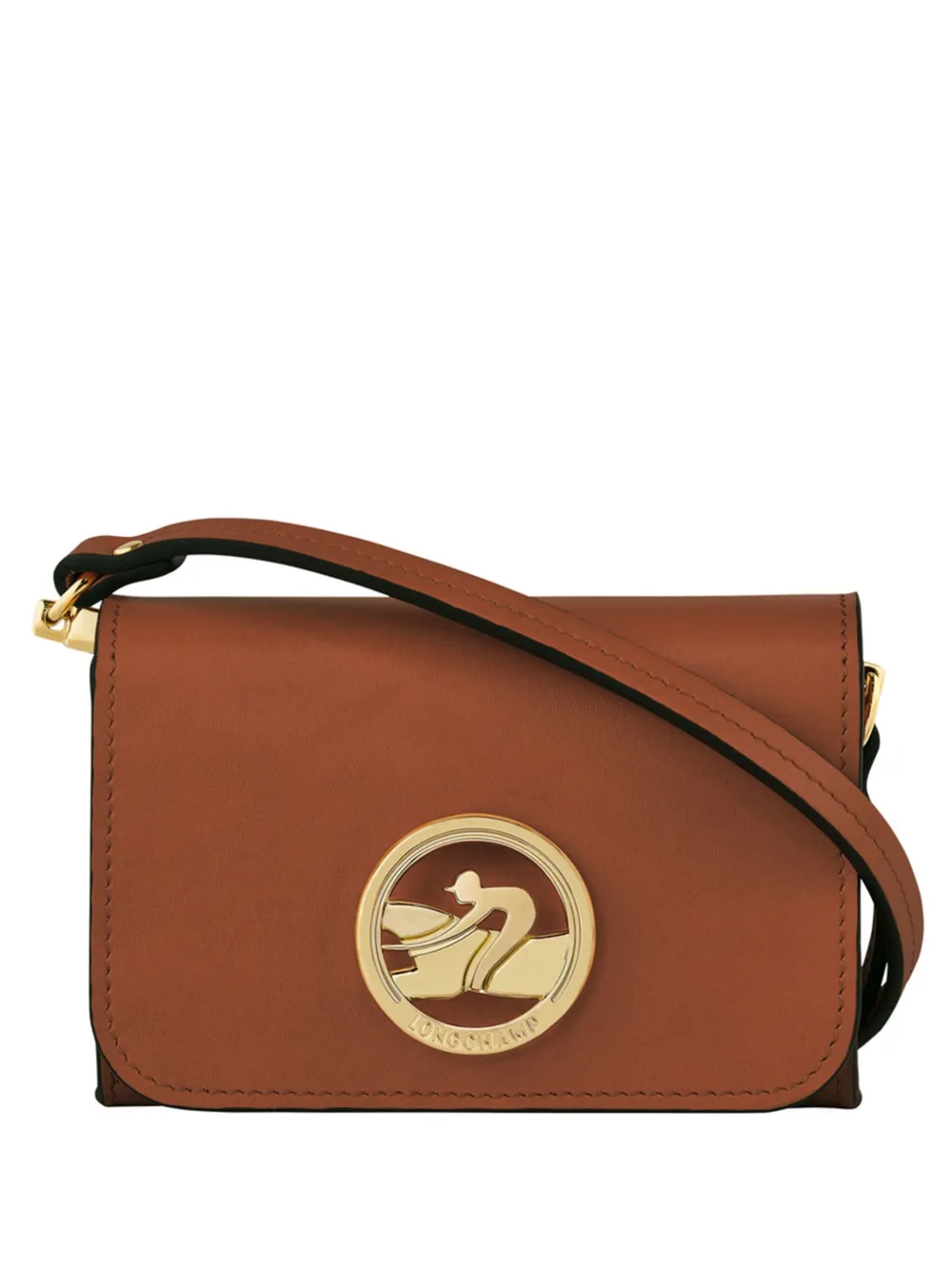 

Мини-сумка через плечо с логотипом Longchamp, коричневый