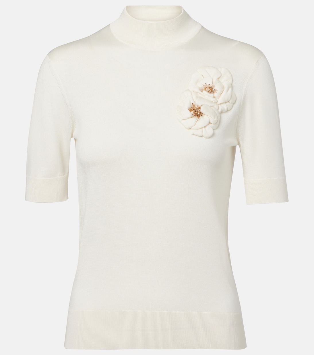 

Шелковый топ с декоративным воротником Dolce&Gabbana, Bianco Naturale