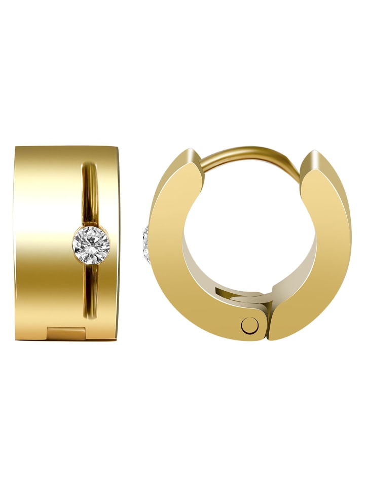 

Adeliás Женские серьги - серьги-кольца на шарнирах из нержавеющей стали с золотыми стразами