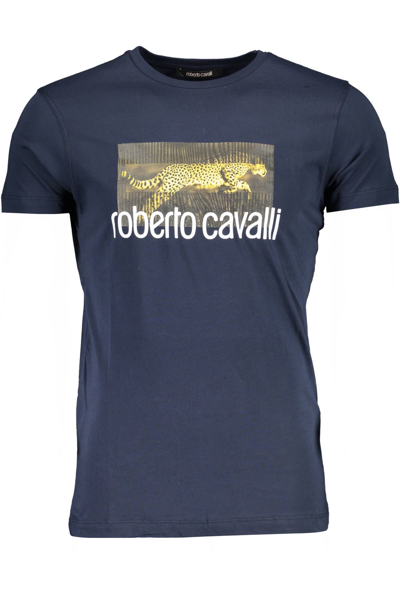 

Синяя хлопковая мужская футболка Roberto Cavalli