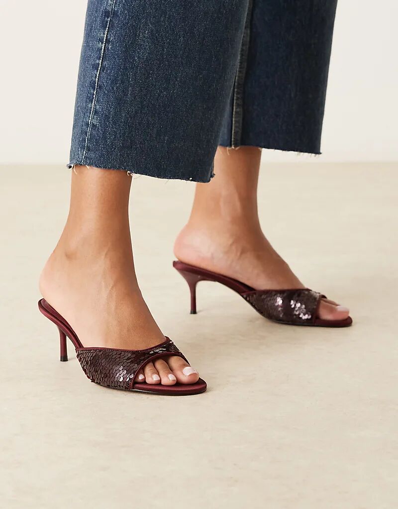 Мюли ASOS DESIGN Hush на среднем каблуке с бордовыми пайетками