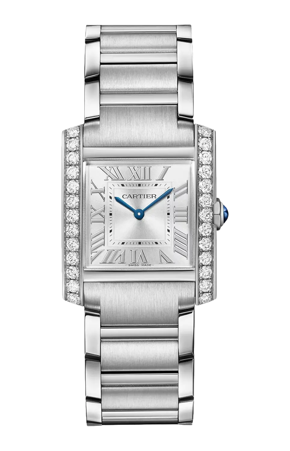 

Tank française, средняя модель, сталь, бриллианты, кварц - w4ta0028 CARTIER