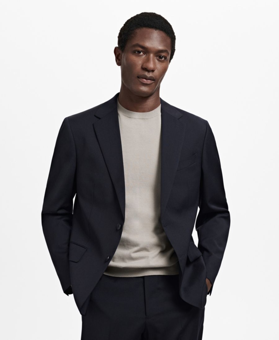 

Мужской пиджак из натуральной шерсти, производства Турина MANGO, Navy