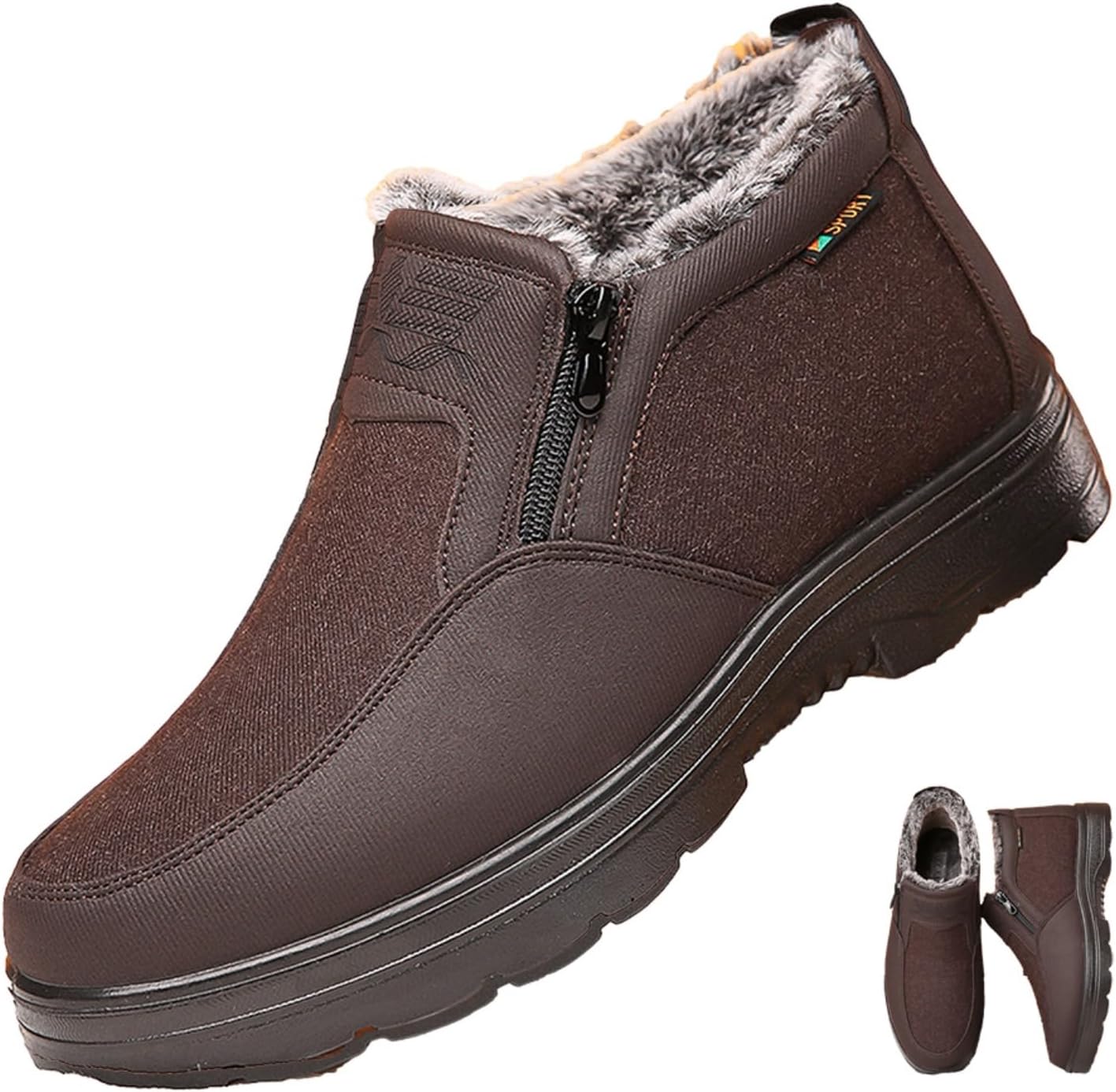 

Мужские ортопедические теплые зимние сапоги, термоботинки с противоскользящей подошвой, утолщенные ботинки на флисовой подкладке с боковой молнией Ghtrhsb, Coffee 8