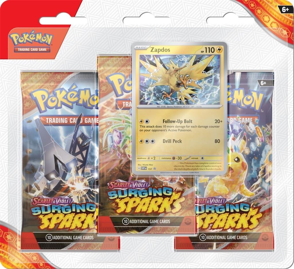 

ККИ Pokémon: Scarlet & Violet — Бушующие искры — Блистер из 3 упаковок — Zapdos