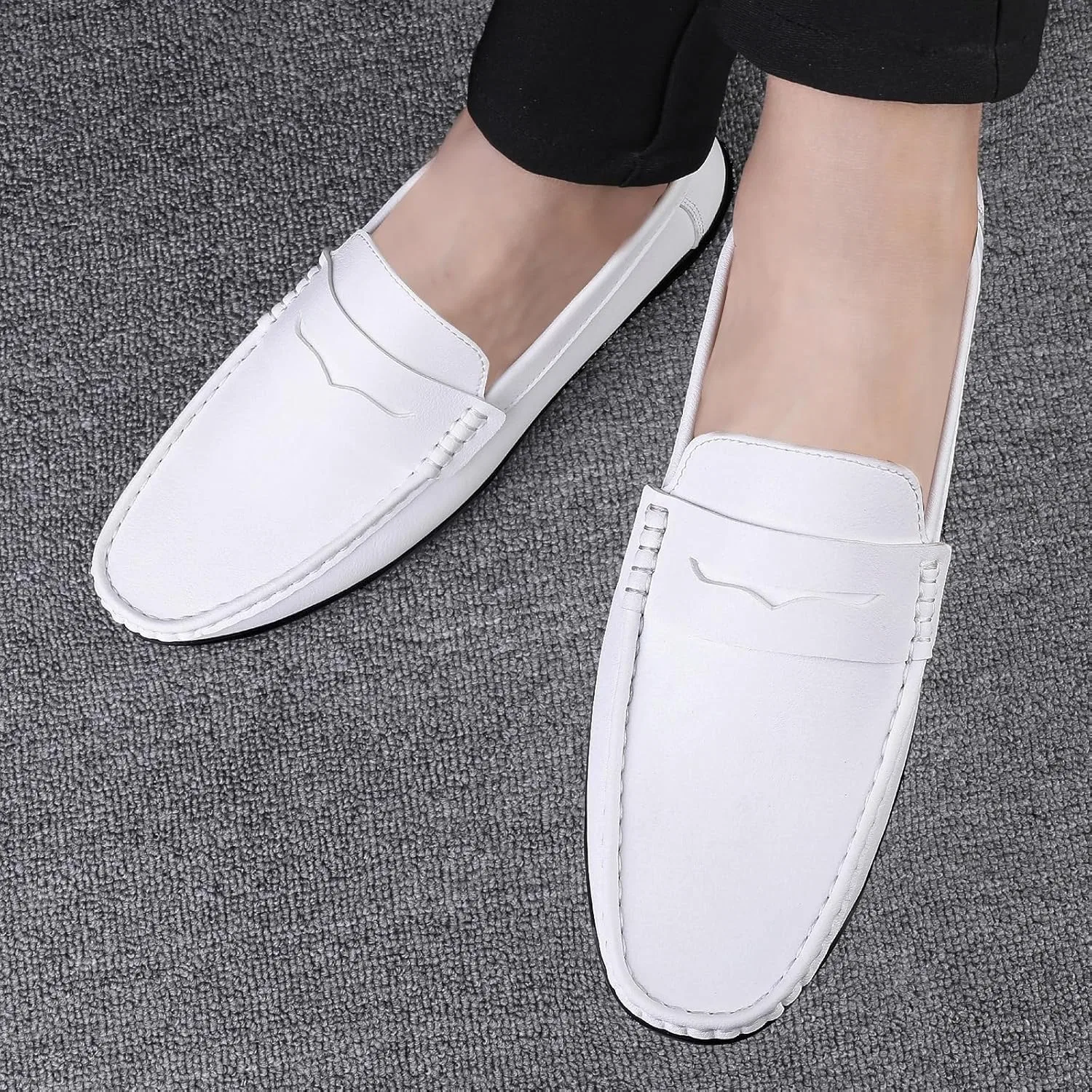 Лоферы мужские, кожаные, Classic Slip On, белый DHFIRUFSHLO — фото 4