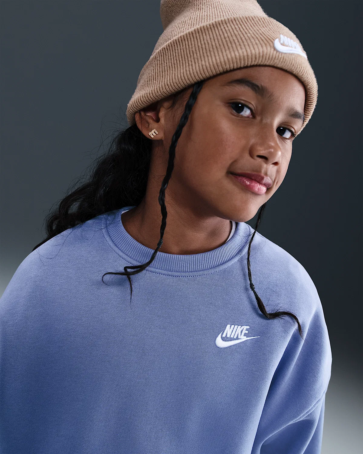 Детский свитшот Nike Sportswear Club Fleece с круглым воротом, World Indigo/White — фото 3
