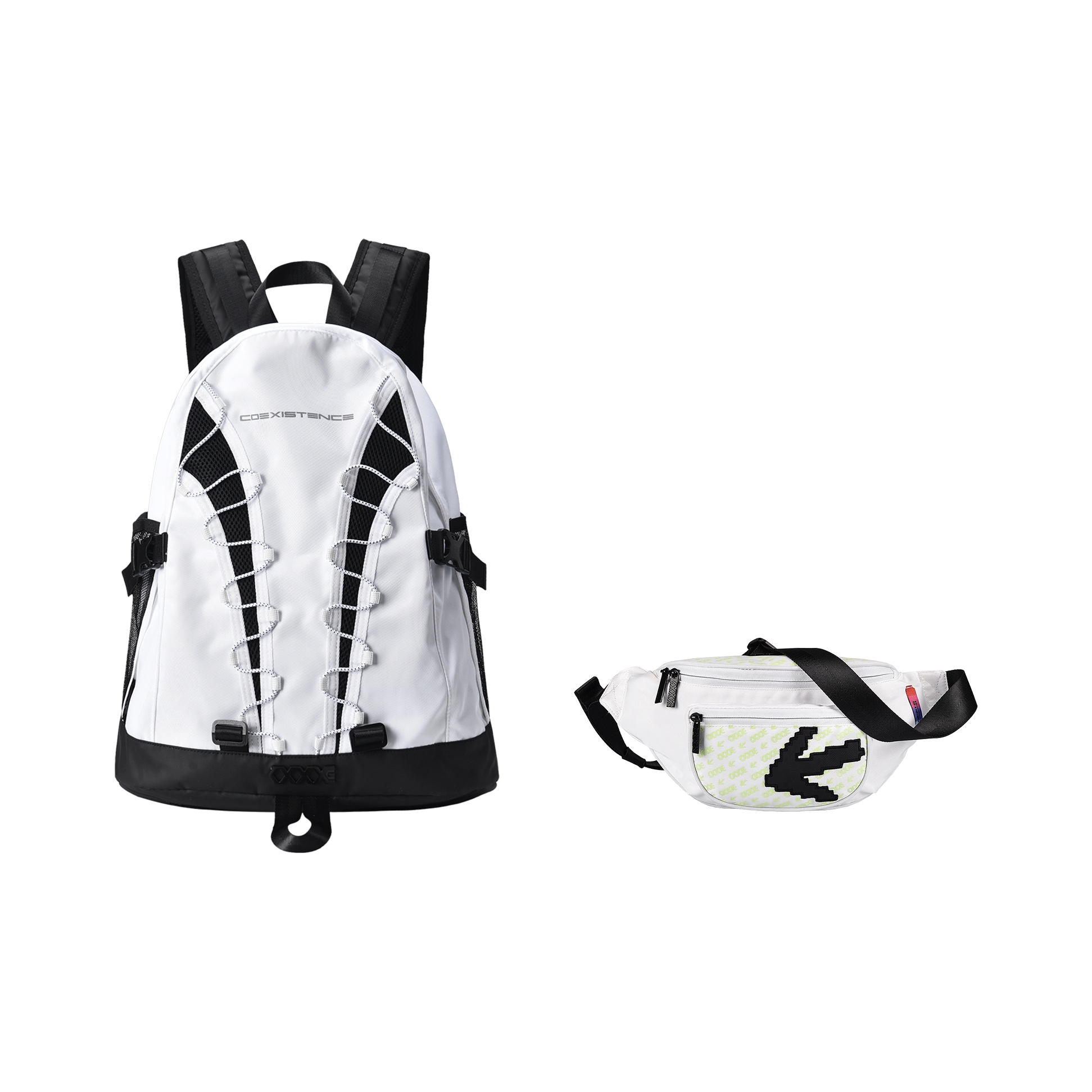 

COEXISTENCE Полиэстеровый водоотталкивающий рюкзак для путешествий, походов, поездок на работу и прогулок Regular Unisex белый, Combo 4