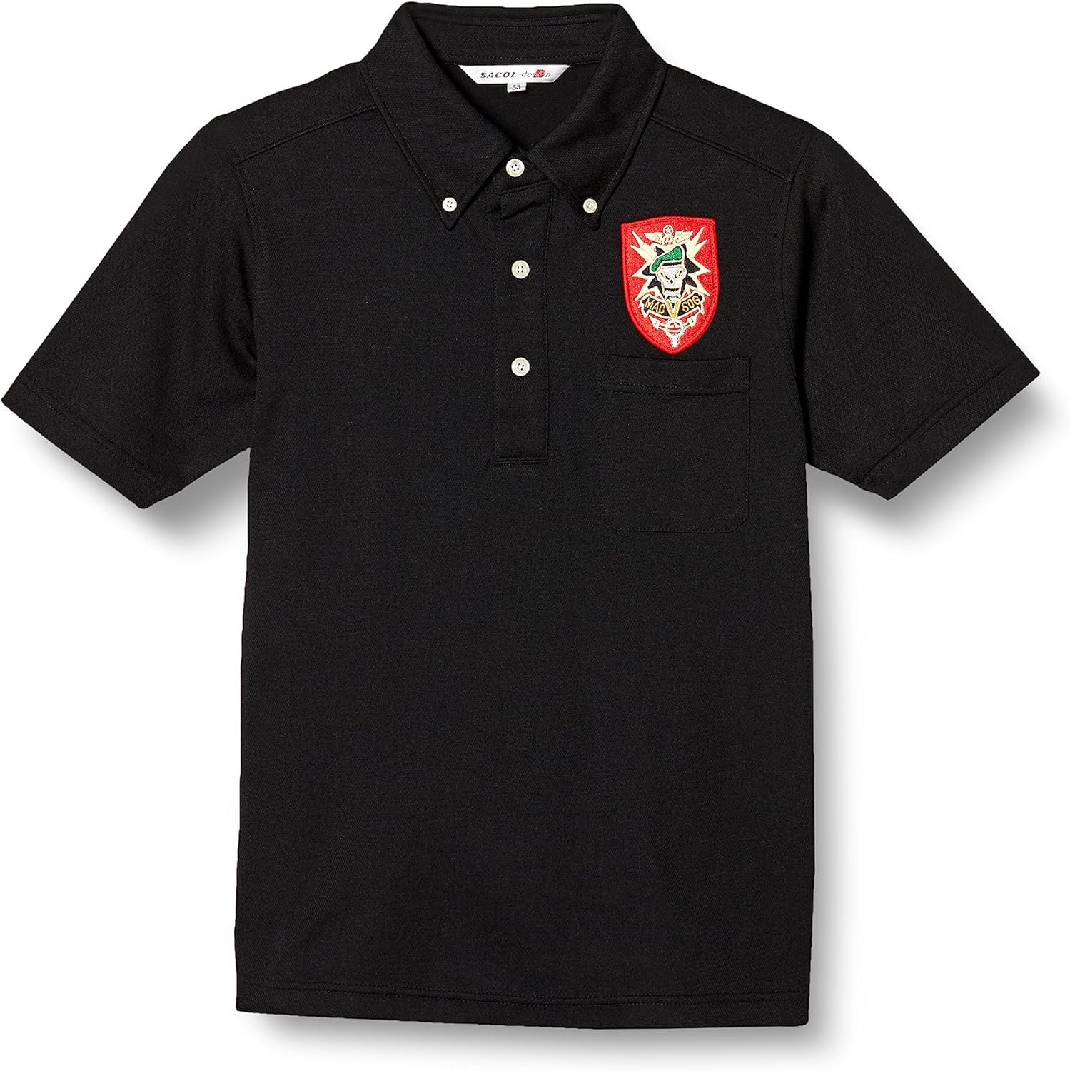 

Поло F-Style F-SD021123, эмблема армии США, влагоотводящая, быстросохнущая, с карманами, с коротким рукавом, на пуговицах, черная