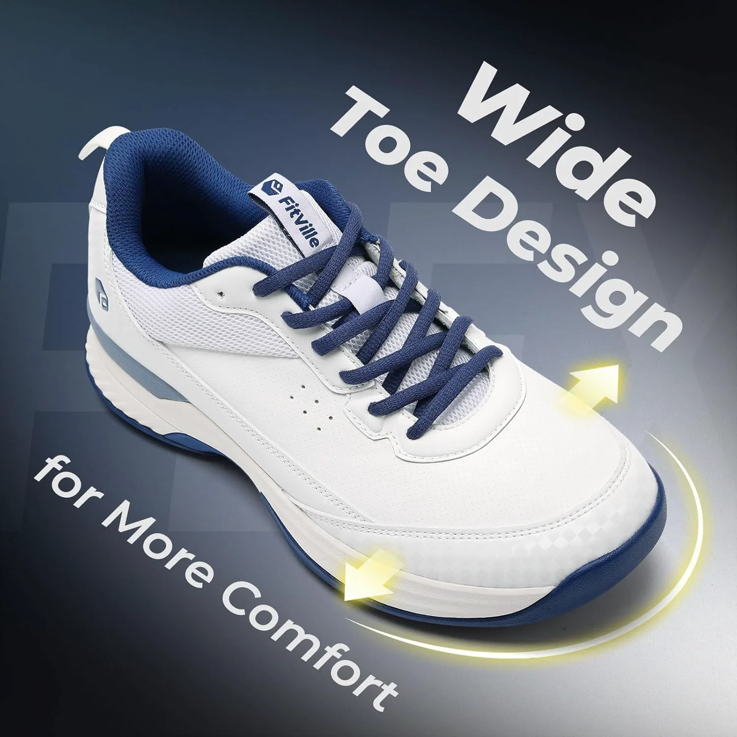 Мужские гольф-ботинки FitVille Wide, профессиональные водонепроницаемые гольф-ботинки для игры на поле с несъемными шипами, белый — фото 4