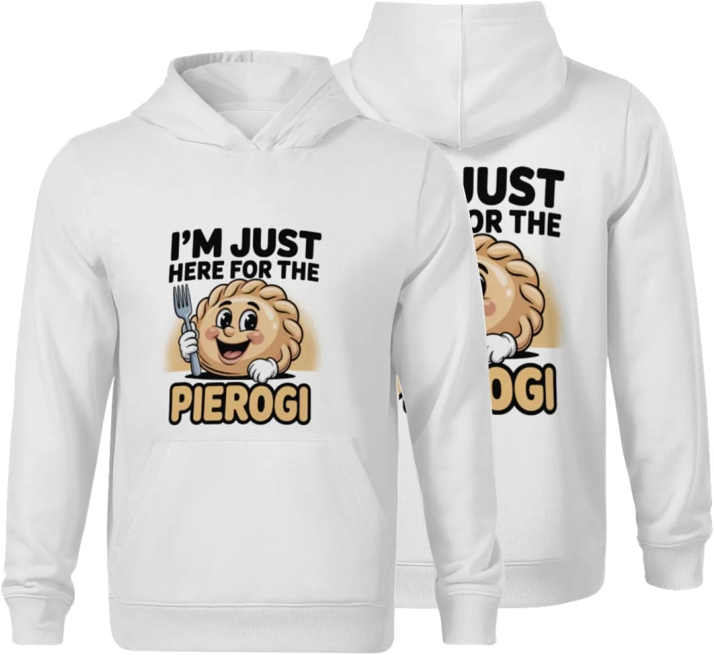 Детская худи с капюшоном Funny Just Here For Pierogi, HEAPPER, белый