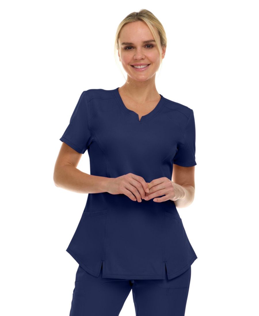 

Женская медицинская рубашка с V-образным вырезом и двумя карманами, эластичная ткань, не требующая особого ухода, цвет жевательная резинка, размер L Medichic, Navy