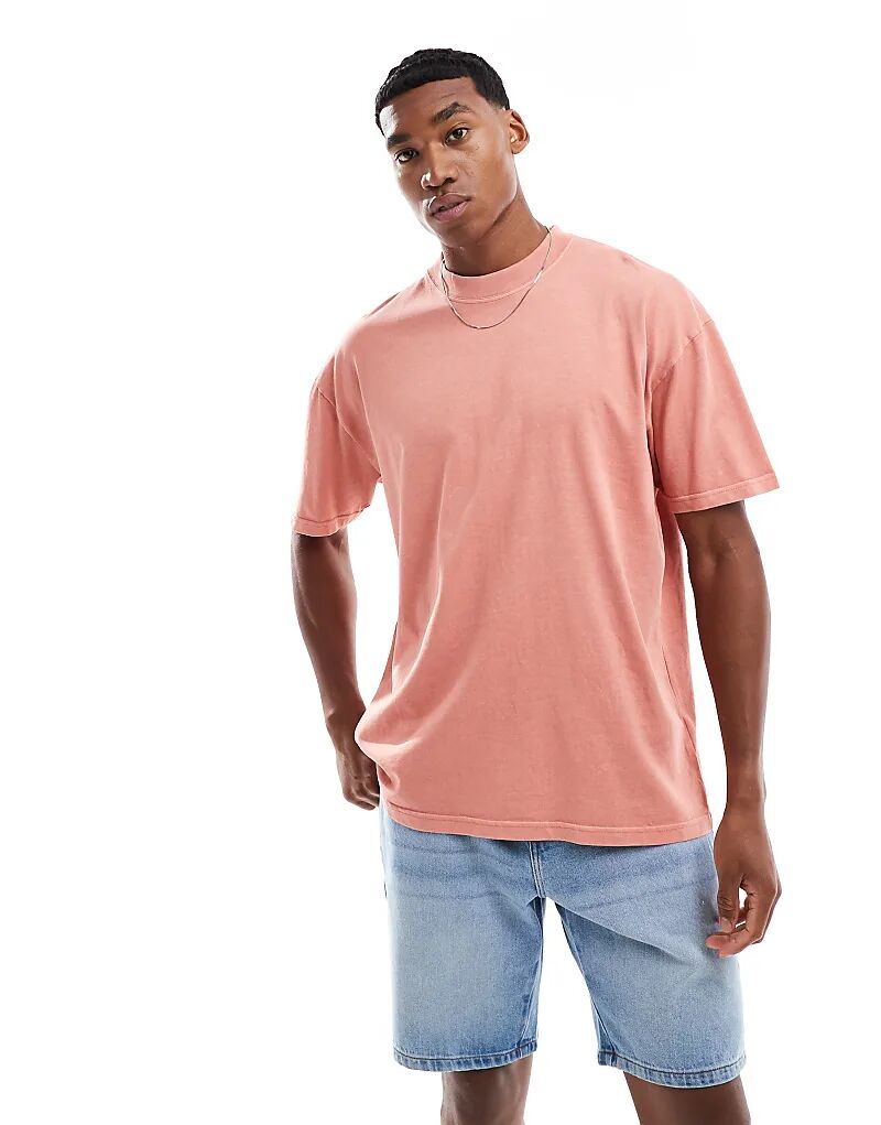 

Футболка оверсайз Brave Soul с кислотной стиркой розового цвета