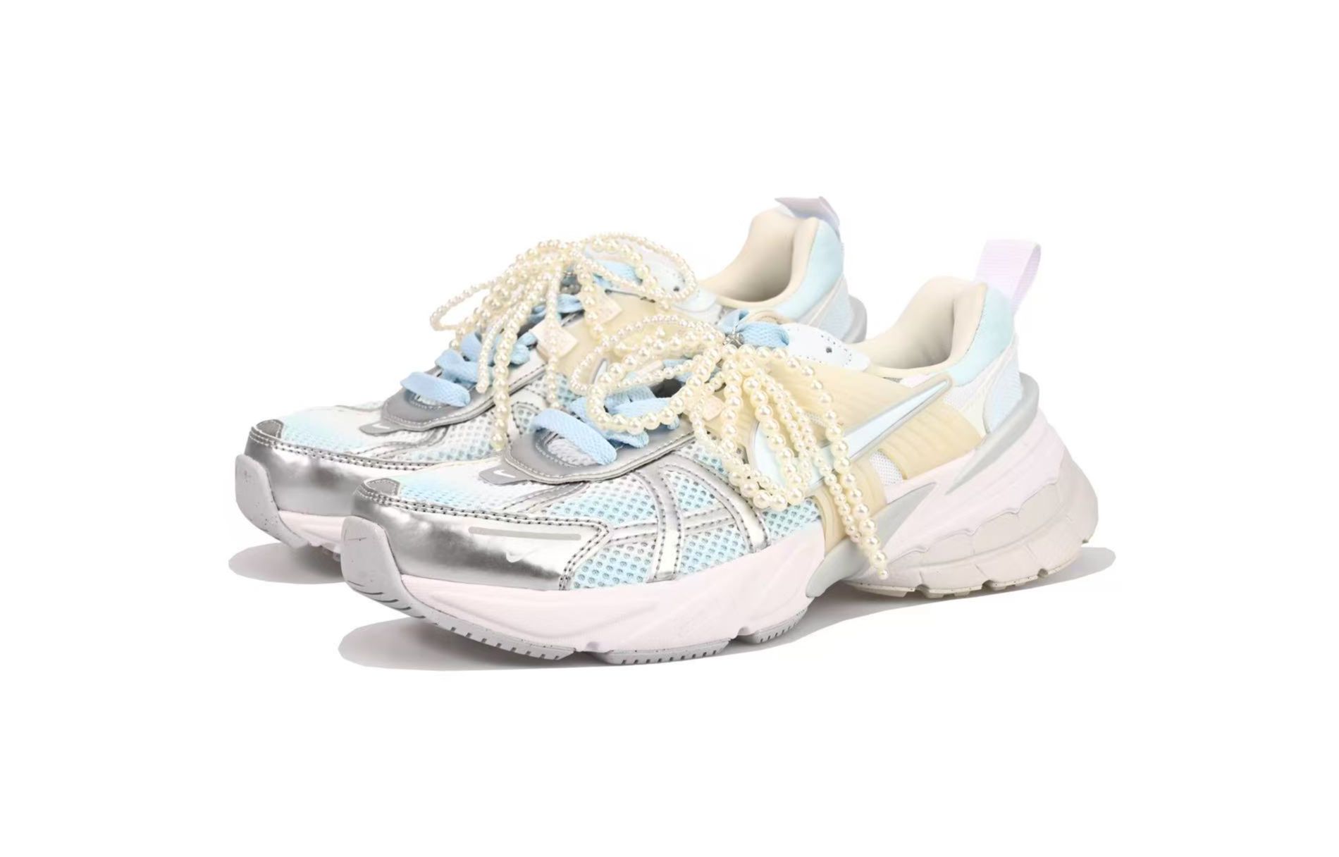 Кроссовки для бега V2K Run Sky Blue Ice Coconut SAML с низким верхом, противоскользящие, для детей и подростков Nike, синий/белый — фото 3