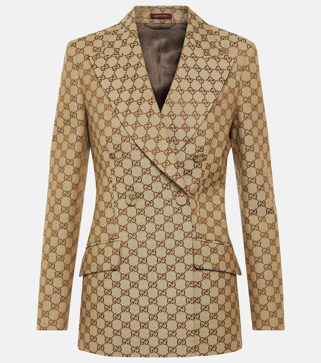 Двубортный блейзер GG Canvas Gucci, Camel/Ebony