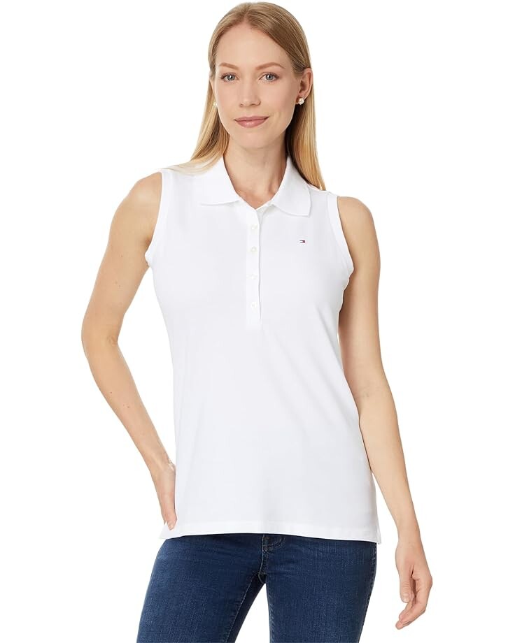 

Поло Tommy Hilfiger Sleeveless Solid Polo, цвет Bright White