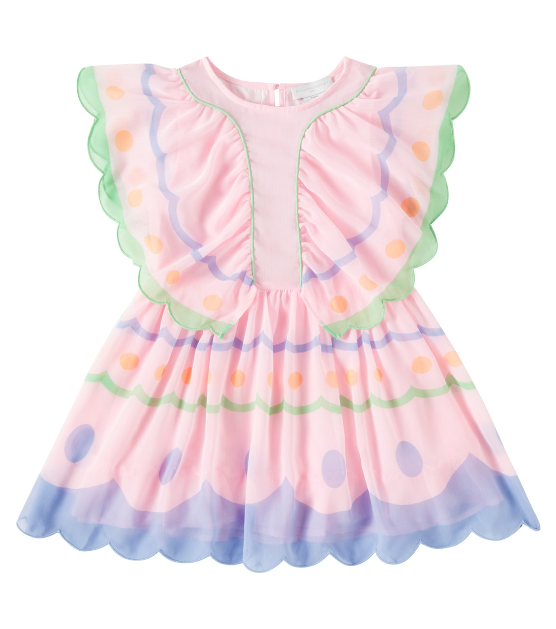 Платье с оборками и вышивкой Stella McCartney Kids, Rosa/Multicolor