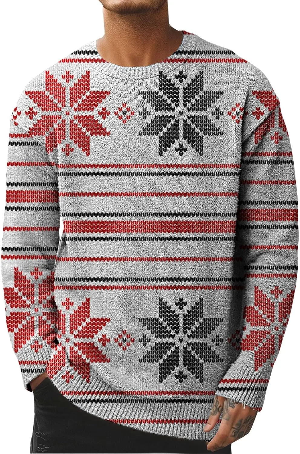 

Мужской свитер Ugly Christmas с длинными рукавами и узором Santa Snowflake Reindeer