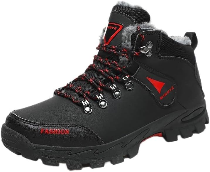 

Мужские походные ботинки Зимние ботинки Снегоходы Повседневные легкие водонепроницаемые зимние ботинки С меховой подкладкой Противоскользящие Удобные для трекинга и походов на открытом воздухе Qacksv, черный