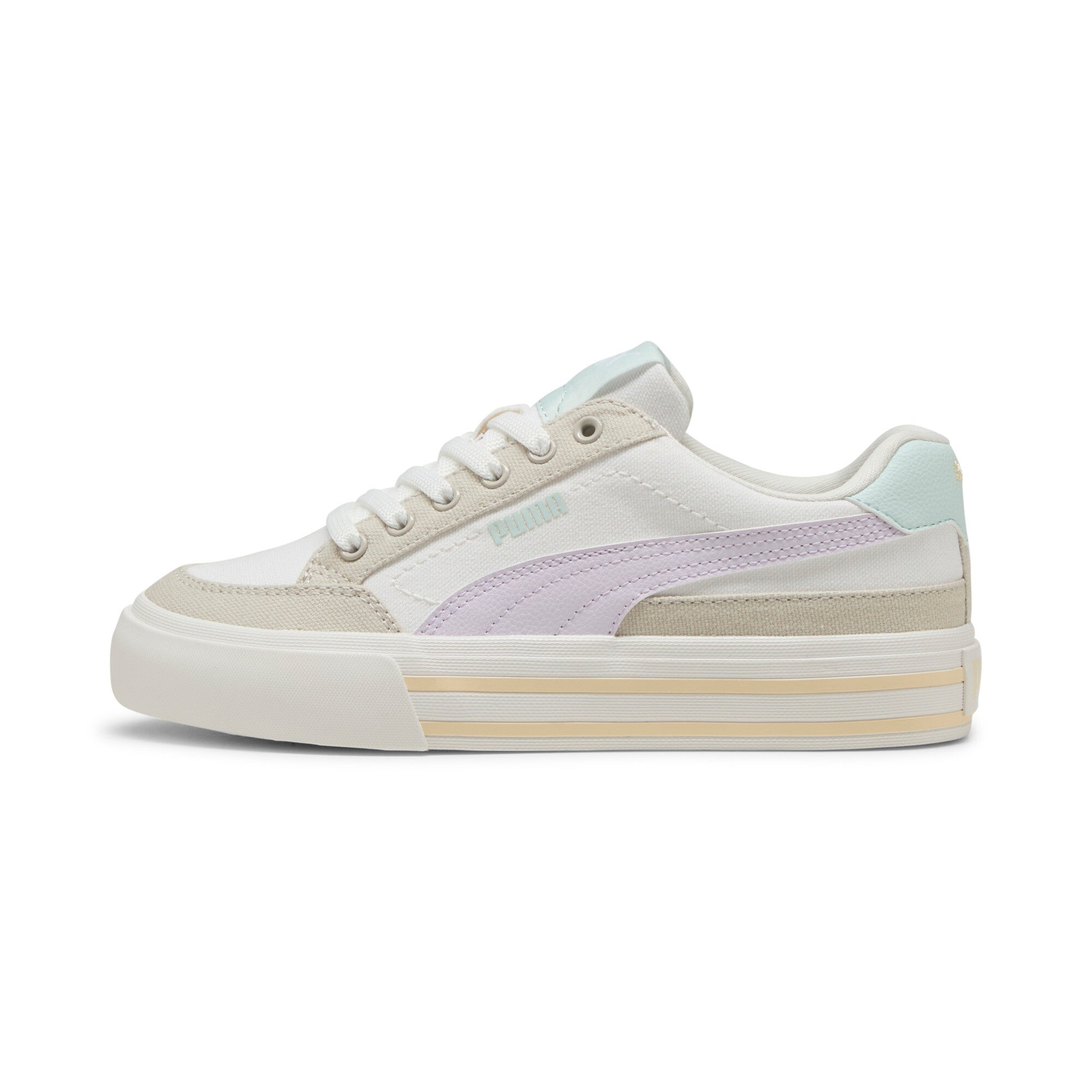 

Кроссовки PUMA Big Kids' Court Classic Vulc Formstrip, цвет white/lilac frost/desert dust